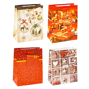 4022792930293 - Geschenktasche 83029-SG Weihnachten Serie 9 Weihnachten Baumwollkordel 4 Motive sortiert 11cm x 14cm 4022792930293 12 Stück