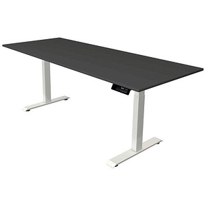 Kerkmann Move 1 stable elektrisch höhenverstellbarer Schreibtisch anthrazit rechteckig, T-Fuß-Gestell weiß 200,0 x 80,0 cm