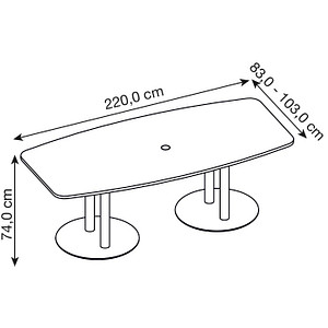 4032062157527 - HAMMERBACHER Konferenztisch KT22S eiche Tonnenform Rundrohr chrom 2200 x 830 - 1030 x 745 cm 4032062157527 - HAMMERBACHER Konferenztisch KT22S eiche Tonnenform Rundrohr chrom 2200 x 830 - 1030 x 745 cm