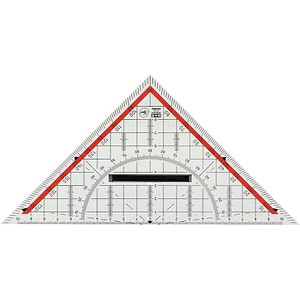 M+R Geometriedreieck M+R 23230100, Hypotenuse 220mm, mit Griff, transparent 4004627413003 M+R