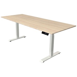 Kerkmann Move 1 stable elektrisch höhenverstellbarer Schreibtisch ahorn rechteckig, T-Fuß-Gestell weiß 200,0 x 80,0 cm