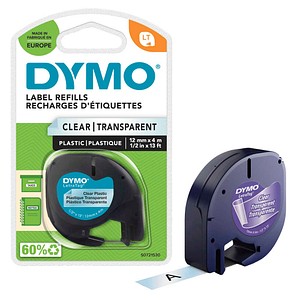 Dymo LetraTag Schriftband - Schwarz auf Transparent - 12mm