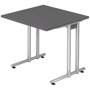 HAMMERBACHER NS08 Schreibtisch grafit quadratisch, C-Fuß-Gestell silber 80,0 x 80,0 cm