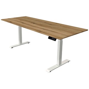 Kerkmann Move 1 stable elektrisch höhenverstellbarer Schreibtisch asteiche rechteckig, T-Fuß-Gestell weiß 200,0 x 80,0 cm