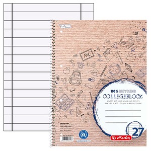 4006144033177 - Collegeblock 400146722 Recycling Schule Lineatur 27   liniert mit Rand innen außen A4 70g beige 80 Blatt 4006144033177 Lan