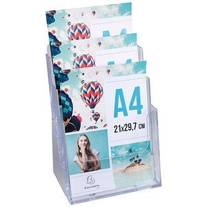 Exacompta Tischprospekthalter Office Exacryl transparent DIN A4 3 Fächern 23,7 x 15,5 x 33,9 cm, 1 St.