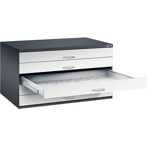 4068192504337 - Zeichnungsschrank DIN A0 5 Schubladen Höhe 760 mm schwarzgrau   lichtgrau C+P
