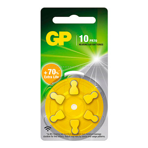GP AID 10-6 - Hörgerätebatterie, Zink-Luft, 5,80x3,60 mm, AID 10, 6er-Pack