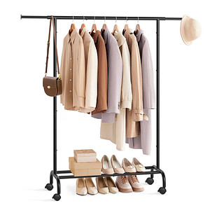 SONGMICS Rollgarderobe schwarz Metall 83,0 – 120,0 x 156,0 cm