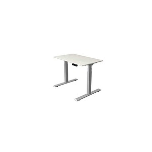 Kerkmann Move 1 stable elektrisch höhenverstellbarer Schreibtisch weiß rechteckig, T-Fuß-Gestell silber 100,0 x 60,0 cm