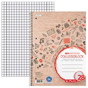 4006144033214 - Collegeblock 400146724 Recycling Schule Lineatur 28   kariert mit Rand innen außen A4 70g beige 80 Blatt 4006144033214 Lan