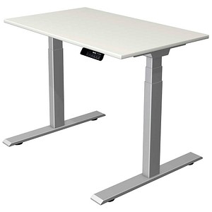 Kerkmann Move 1 stable elektrisch höhenverstellbarer Schreibtisch weiß rechteckig, T-Fuß-Gestell silber 100,0 x 60,0 cm