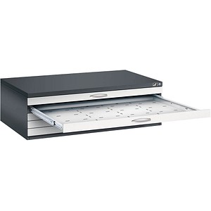 4067521476314 - Zeichnungsschrank DIN A0 5 Schubladen Höhe 420 mm schwarzgrau   lichtgrau C+P
