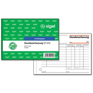 4004360922558 - sigel® Stundenerfassung ST615 DIN A6 50 Blatt mit Blaupapier 4004360922558 - sigel® Stundenerfassung ST615 DIN A6 50 Blatt mit Blaupapier