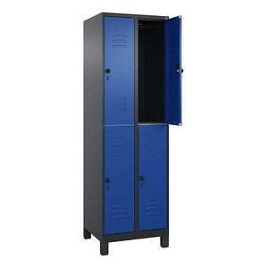 4068427432589 - Spind Classic Plus enzianblau schwarzgrau 080310-20 S10137 4 Schließfächer 600 x 500 x 1950 cm 4068427432589 C+P-Möbel