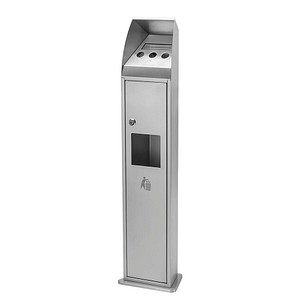 4260058025387 - Abfall-Ascher-Kombination Edelstahl Volumen 4 l BxHxT 240 x 1000 x 190 mm mit Tür kaiserkraft