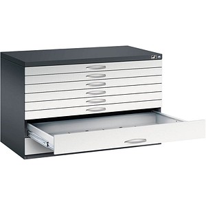 4068192048626 - Zeichnungsschrank DIN A1 8 Schubladen Höhe 760 mm schwarzgrau   lichtgrau C+P