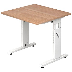 OS 08 höhenverstellbarer Schreibtisch nussbaum quadratisch