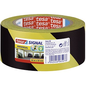 tesa Warnklebeband selbstklebend schwarz/gelb 50 mm x 66 m