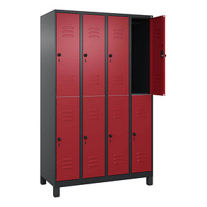 4068427352795 - Spind Classic Plus rubinrot schwarzgrau 080310-40 S10123 8 Schließfächer 1200 x 500 x 1950 cm 4068427352795 C+P-Möbel