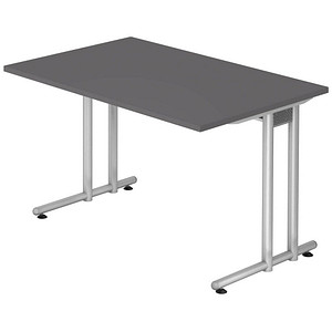 HAMMERBACHER NS12 Schreibtisch grafit rechteckig, C-Fuß-Gestell silber 120,0 x 80,0 cm