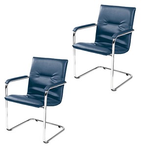 4045513003021 - Besucherstuhl Rumba blau   chrom mit Armlehnen Freischwinger 4045513003021 2 Stück
