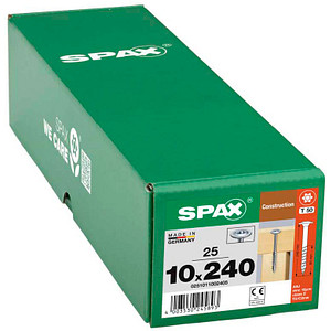 4003530245893 - Hiforce 10 x 240 mm 25 Stück Teilgewinde Tellerkopf t-star plus T50 4CUT wirox - 0251011002405 - Spax