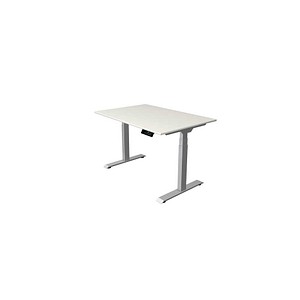 Kerkmann Move 1 stable elektrisch höhenverstellbarer Schreibtisch weiß rechteckig, T-Fuß-Gestell silber 120,0 x 80,0 cm