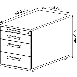 4032062121702 - PRO SIGNA TC30 CE - Rollcontainer Buche Holz mit 3 Schüben Chromgriff Metall 4032062121702 - PRO SIGNA TC30 CE - Rollcontainer Buche Holz mit 3 Schüben Chromgriff Metall