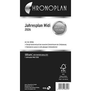 Chronoplan Kalendereinlage 50506, Kalendarium, 2 Seiten / 1 Jahr,  4004182088203 Chronoplan
