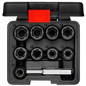 GEDO R68003010 - Spiralnutenausdreher, 1/2'', 10 - 19 mm, 10-teilig