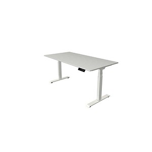 Kerkmann Move 1 stable elektrisch höhenverstellbarer Schreibtisch lichtgrau rechteckig, T-Fuß-Gestell weiß 160,0 x 80,0 cm