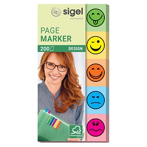 SIGEL DESIGN Haftmarker farbsortiert "Smiley" 5x 40 Streifen