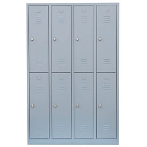 4061815869516 - XXL Spind 8 Fächer Schließfachschrank mit Kleiderstange Garderobenschrank H 1950 x B 1170 x T 500 mm lichtgrau