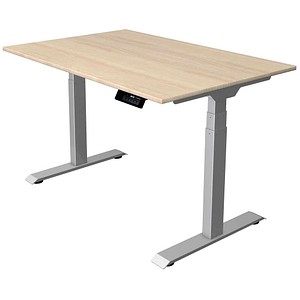 Kerkmann Move 1 stable elektrisch höhenverstellbarer Schreibtisch ahorn rechteckig, T-Fuß-Gestell silber 120,0 x 80,0 cm