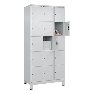 4066681681446 - Schließfachschrank Classic Plus lichtgrau 080010-305 S10009 15 Schließfächer 900 x 500 x 1950 cm 4066681681446 C+P-Möbel