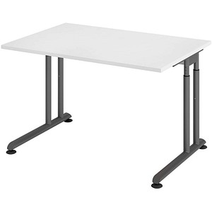 HAMMERBACHER Popular höhenverstellbarer Schreibtisch weiß rechteckig, C-Fuß-Gestell grau 120,0 x 80,0 cm