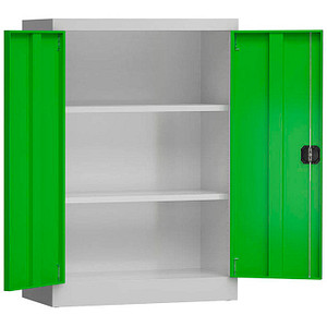 4061815503076 - Stahlschrank ClassiX X-530325 lichtgrau gelbgrün 920 x 420 x 1200 cm aufgebaut  4061815503076 LÜLLMANN