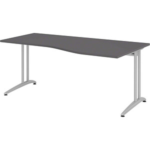 4032062321836 - BS18 Schreibtisch grafit Trapezform C-Fuß-Gestell silber 1800 x 800 1000 cm 4032062321836 - BS18 Schreibtisch grafit Trapezform C-Fuß-Gestell silber 1800 x 800 1000 cm