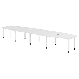 4032062316429 - HAMMERBACHER Konferenztisch KT52C weiß Tonnenform Rundrohr grau 5200 x 850 1300 x 720 - 740 cm