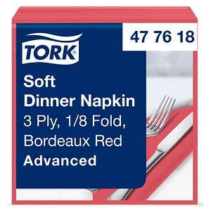 TORK - Soft Dinner Servietten - 3-lagig - 39 x 39 cm - Bordeaux