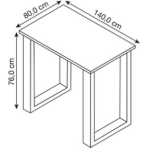 4051814433054 - Holz Schreibtisch H 76 x B 140 x T 80 cm Computertisch schlicht Füße aus hochwertigem Metall Arbeitstisch Büromöbel - Lona U