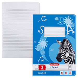 herlitz Schulheft x.book Lineatur 3 liniert DIN A5 ohne Rand, 16 Blatt, 1 St.