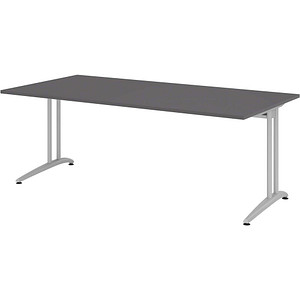 4032062321850 - BS2E Schreibtisch grafit rechteckig C-Fuß-Gestell silber 2000 x 1000 cm