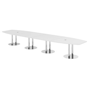 4032062315224 - HAMMERBACHER Konferenztisch KT52S weiß Tonnenform Rundrohr chrom 5200 x 850 - 1300 x 740 cm 4032062315224 - HAMMERBACHER Konferenztisch KT52S weiß Tonnenform Rundrohr chrom 5200 x 850 - 1300 x 740 cm