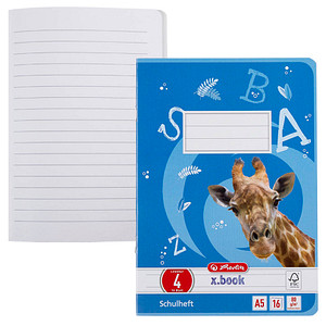 herlitz Schulheft x.book Lineatur 4 liniert DIN A5 ohne Rand, 16 Blatt, 1 St.