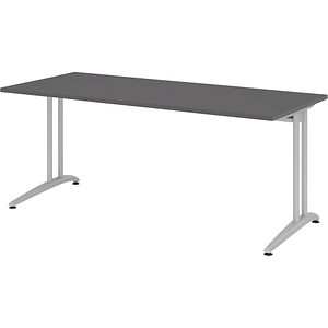 4032062321843 - BS19 Schreibtisch grafit rechteckig C-Fuß-Gestell silber 1800 x 800 cm