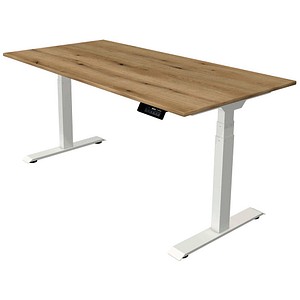 Kerkmann Move 1 stable elektrisch höhenverstellbarer Schreibtisch asteiche rechteckig, T-Fuß-Gestell weiß 160,0 x 80,0 cm