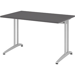 4032062321829 - BS16 Schreibtisch grafit rechteckig C-Fuß-Gestell silber 1600 x 800 cm 4032062321829 - BS16 Schreibtisch grafit rechteckig C-Fuß-Gestell silber 1600 x 800 cm