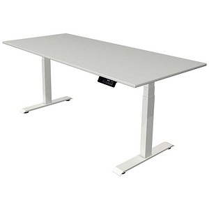 Kerkmann Move 1 stable elektrisch höhenverstellbarer Schreibtisch lichtgrau rechteckig, T-Fuß-Gestell weiß 180,0 x 80,0 cm